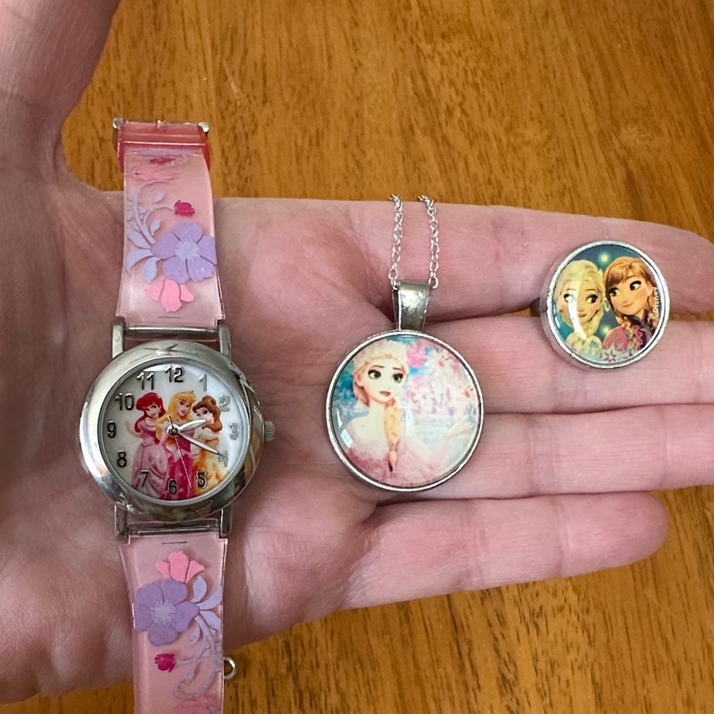 Disney Princess Themed Kids Watch and Jewelry Set - Pink